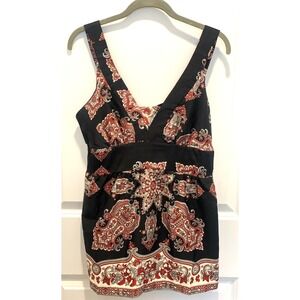 Shop with Velocity Large Black Paisley Boho Artsy Sleeveless Tank Blouse